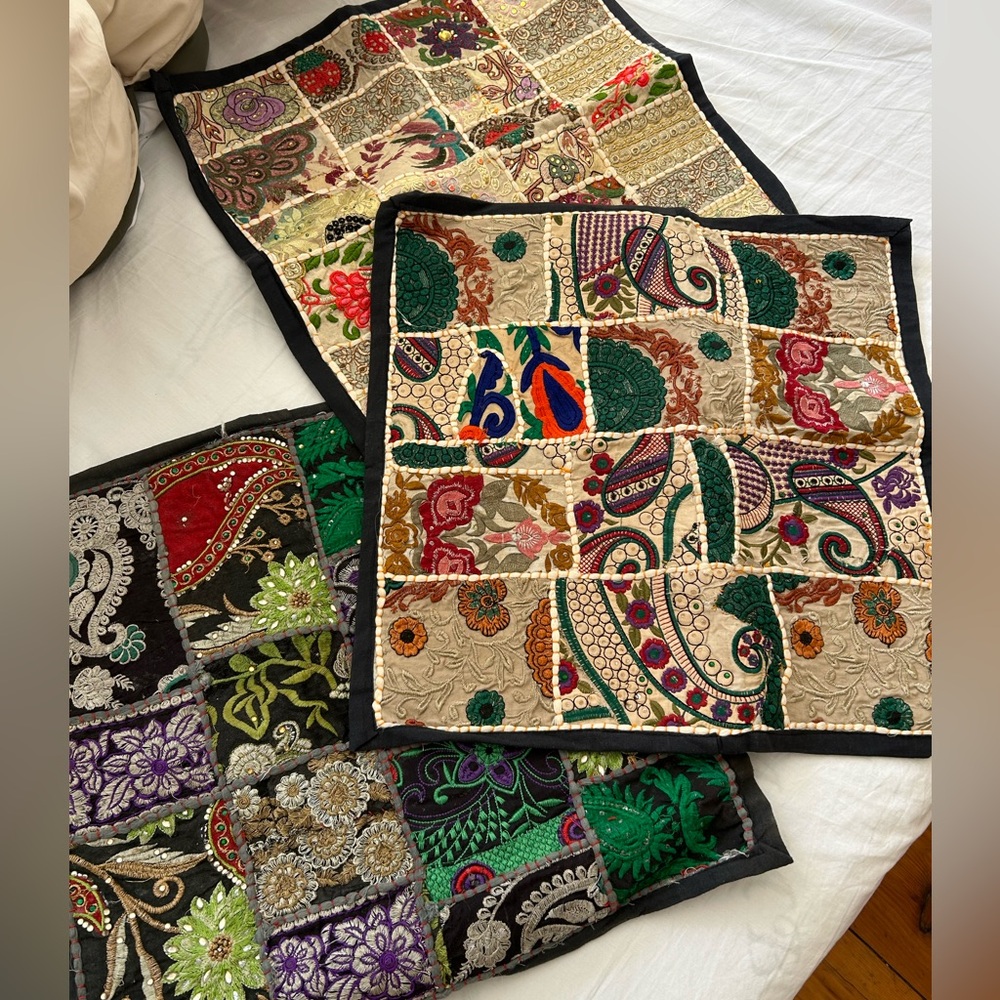 ☀️3/$25 Embroidered India pillow cases handmade 3